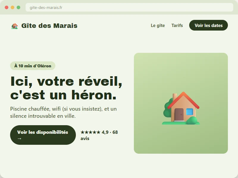 Démo de site pour un gîte — Gîte des Marais : Ici, votre réveil, c'est un héron